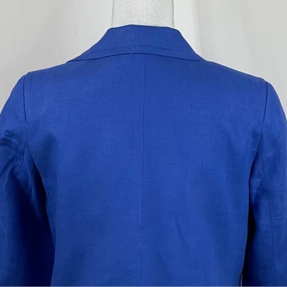 Talbots Cobalt Blue 100% Linen CottageCore Blazer Jacket NWOT Size 4 - Picture 5 of 11